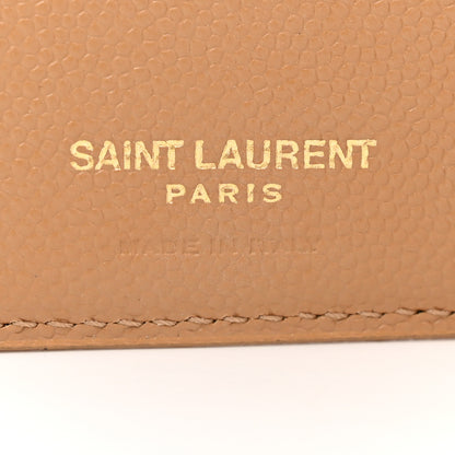 Saint Laurent Grain De Poudre Matelasse Chevron Monogram Zipped Two-Part Wallet Natural Dark 6 of 9