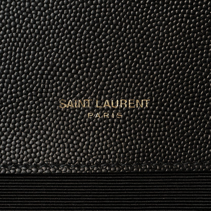 Saint Laurent Grain De Poudre Textured Mixed Matelasse Triquilt Medium Monogram Satchel Black 6 of 11