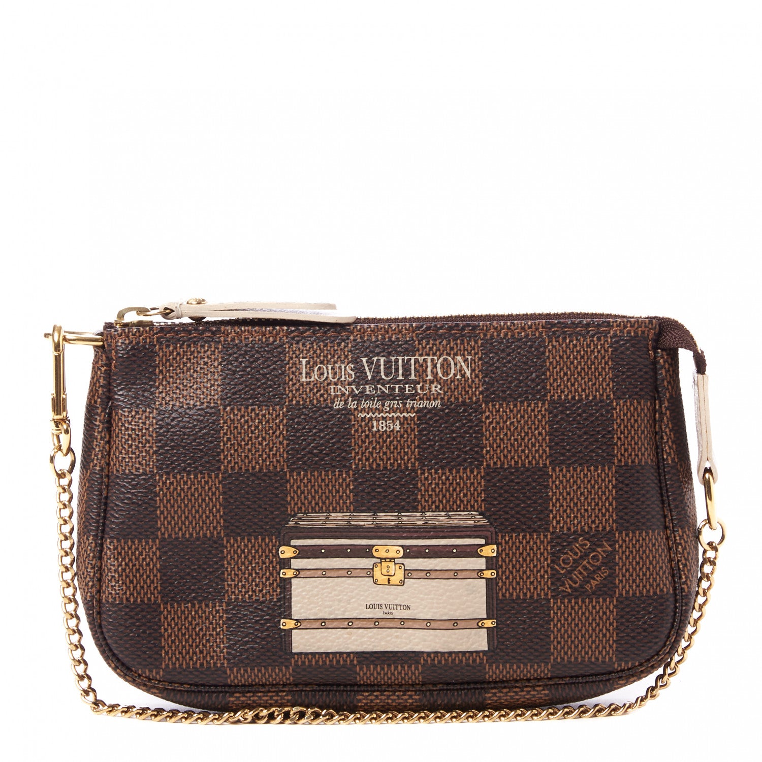 Louis Vuitton Damier Ebene Trunks and Locks Mini Pochette Accessories 1 of 8