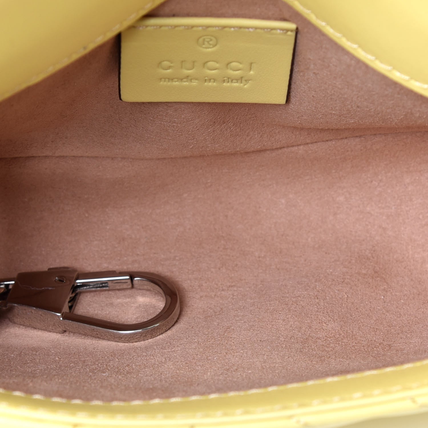 Gucci Calfskin Matelasse Super Mini GG Marmont Shoulder Bag Banana 5 of 9