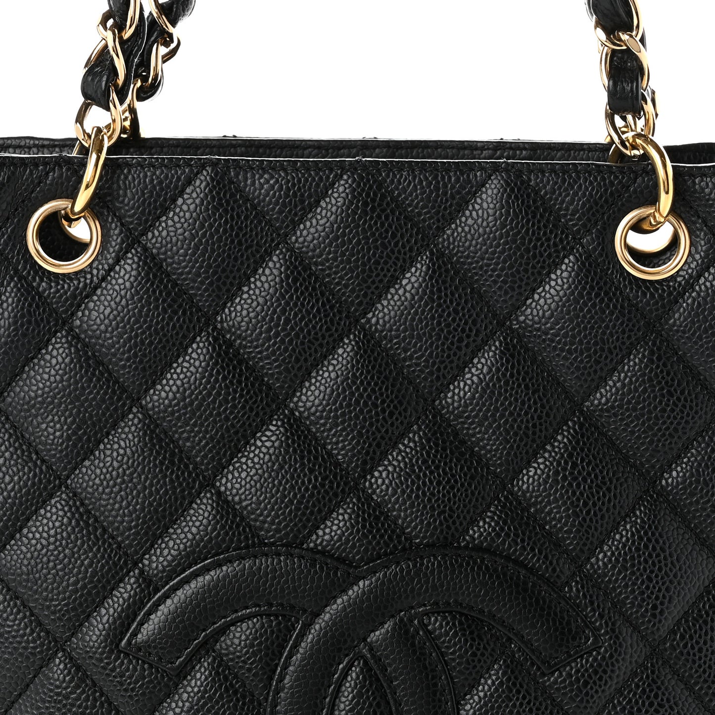 Caviar Quilted Petit Shopping Tote PST Black