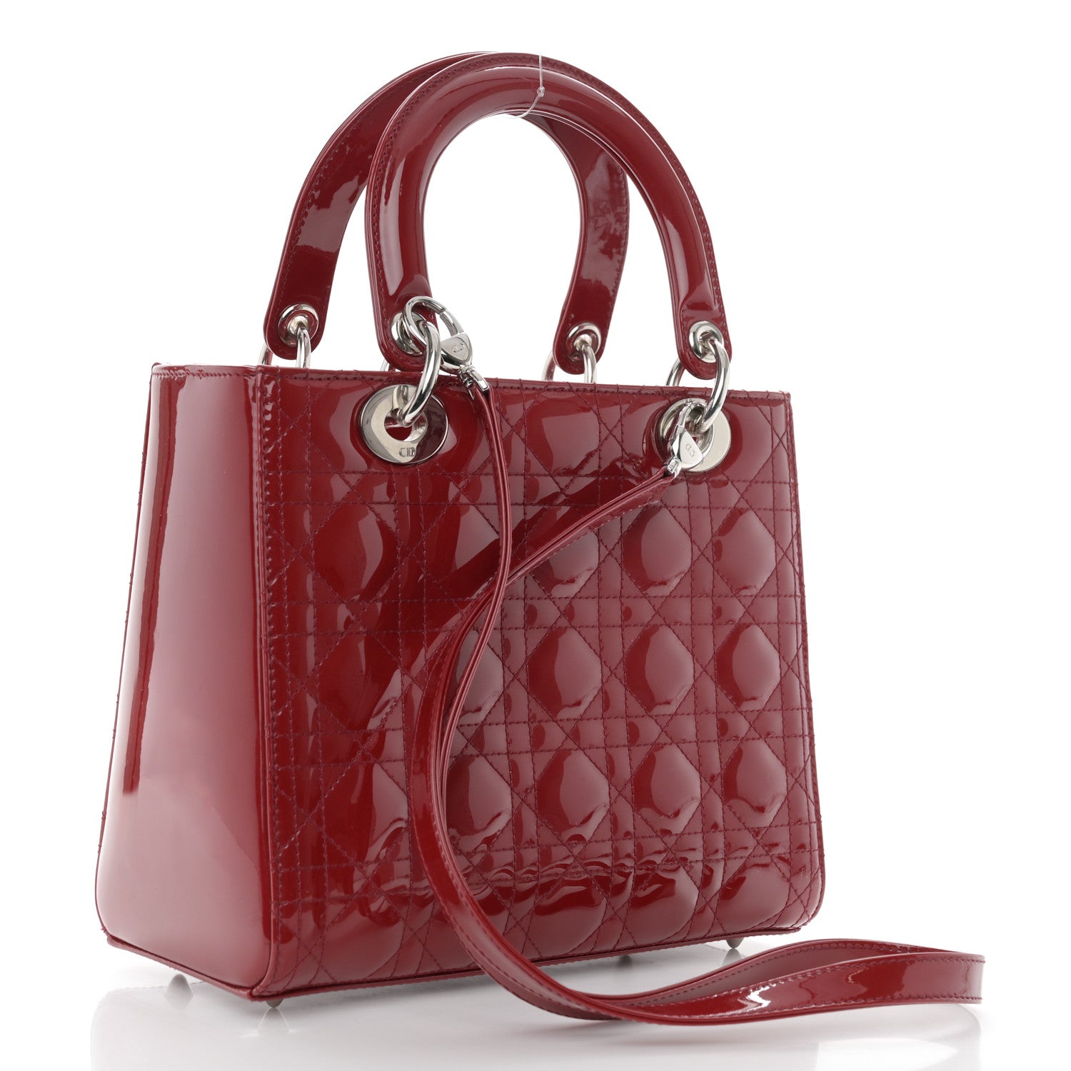 Christian Dior Patent Cannage Medium Lady Dior Burgundy Red 3 of 12