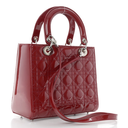 Christian Dior Patent Cannage Medium Lady Dior Burgundy Red 3 of 12
