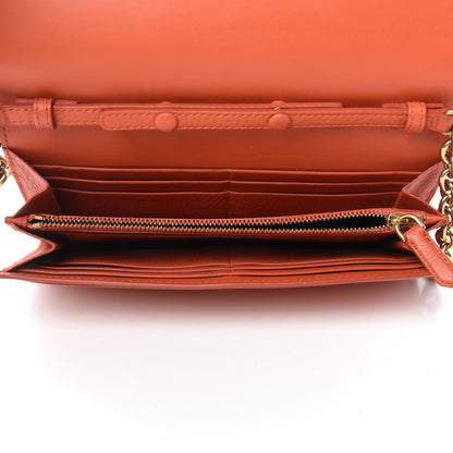 Burberry Calfskin Logo Embossed Chain Wallet Orange 5 of 11