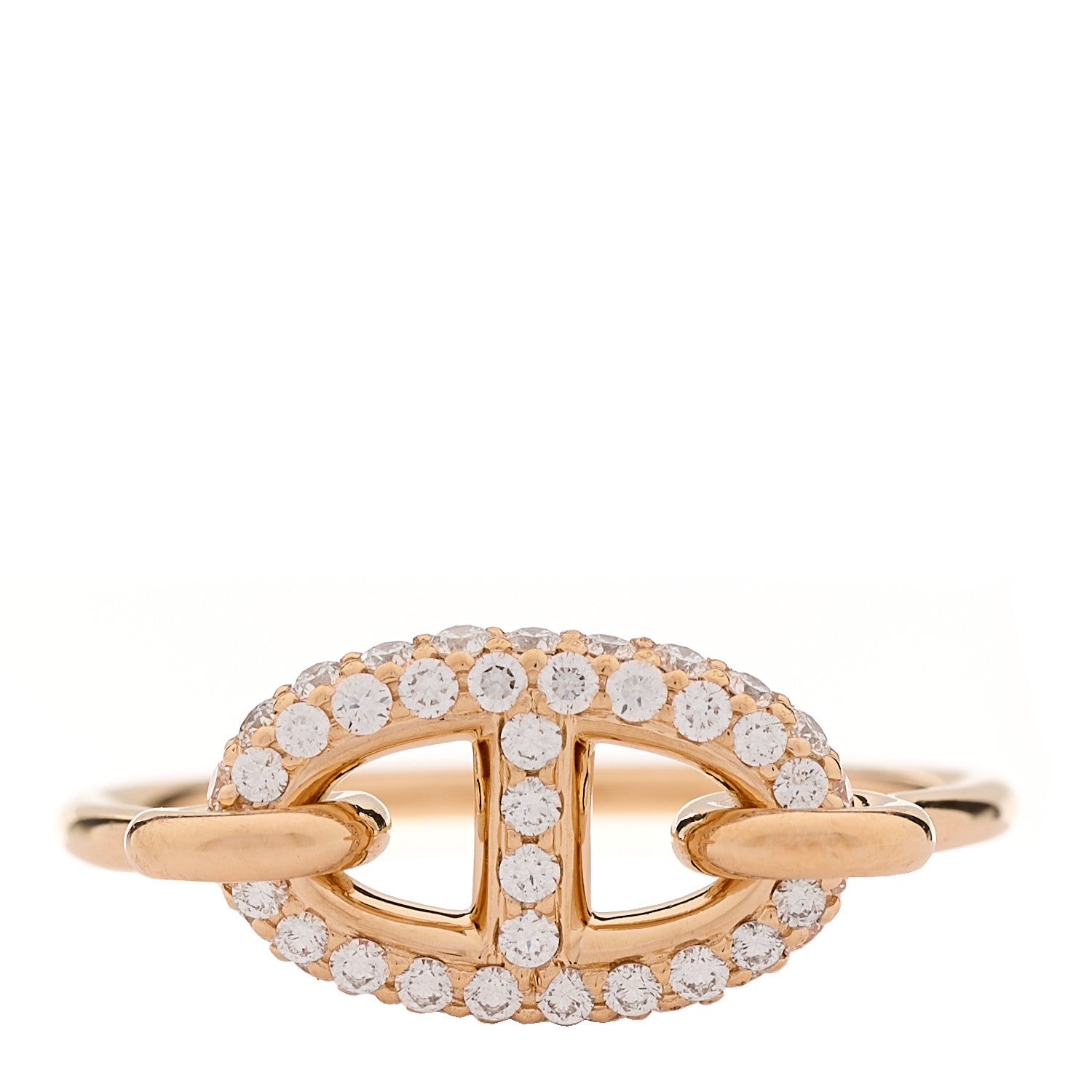 Hermes 18K Rose Gold Diamond Farandole Ring 58 8.5 1 of 6