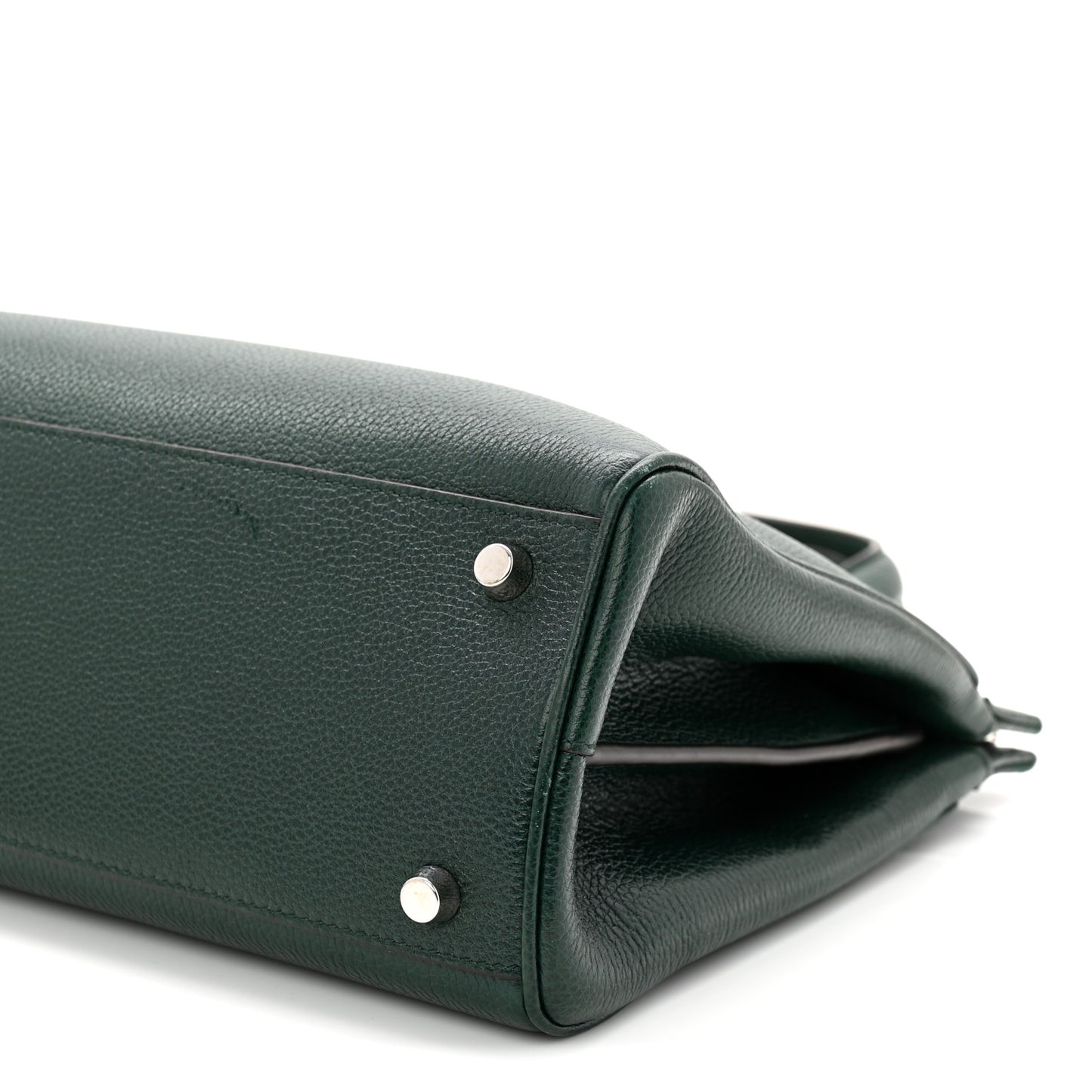 Grainy Calfskin Small Zumi Top Handle Bag Vintage Green