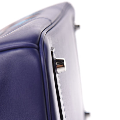 Hermes Swift Epsom Tressage Birkin 30 Bleu Encre Bleu Du Nord Gold 7 of 34