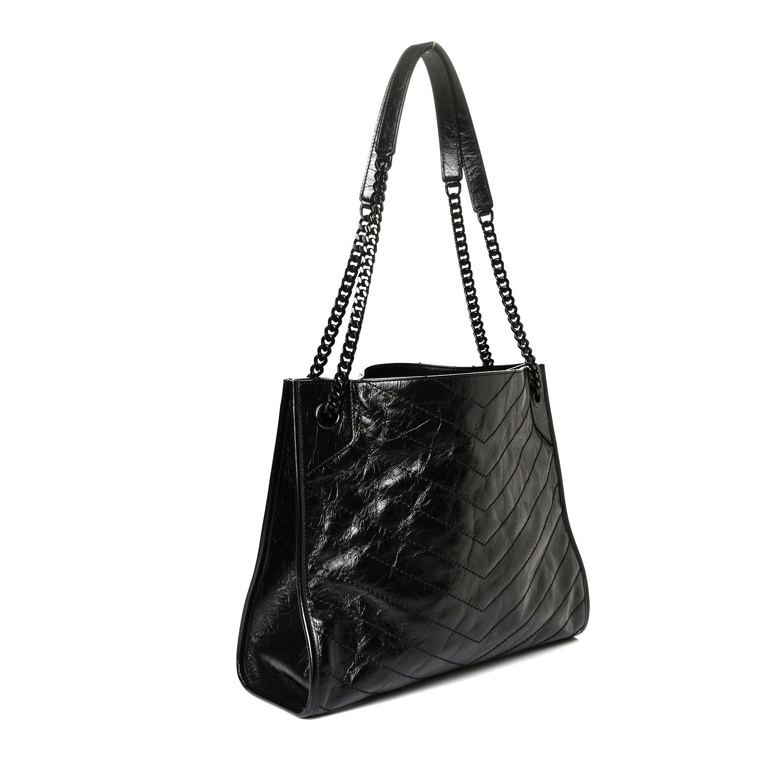 Saint Laurent Crinkled Calfskin Matelasse Monogram Large Niki Shopper Tote Black 2 of 6