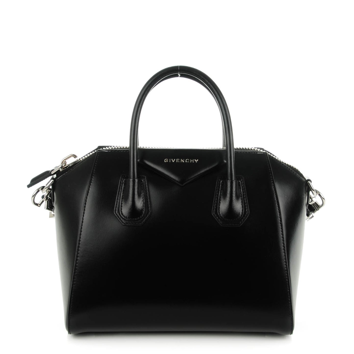 Shiny Lord Calfskin Small Antigona Black