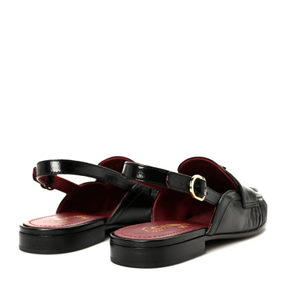 Chanel Crumpled Shiny Lambskin CC Slingback Mocassin 38.5 Black 5 of 11