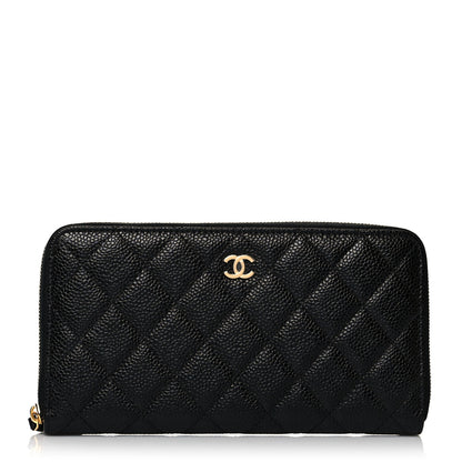 Chanel Caviar Quilted Large Gusset Zip Around Wallet Black 1 of 10