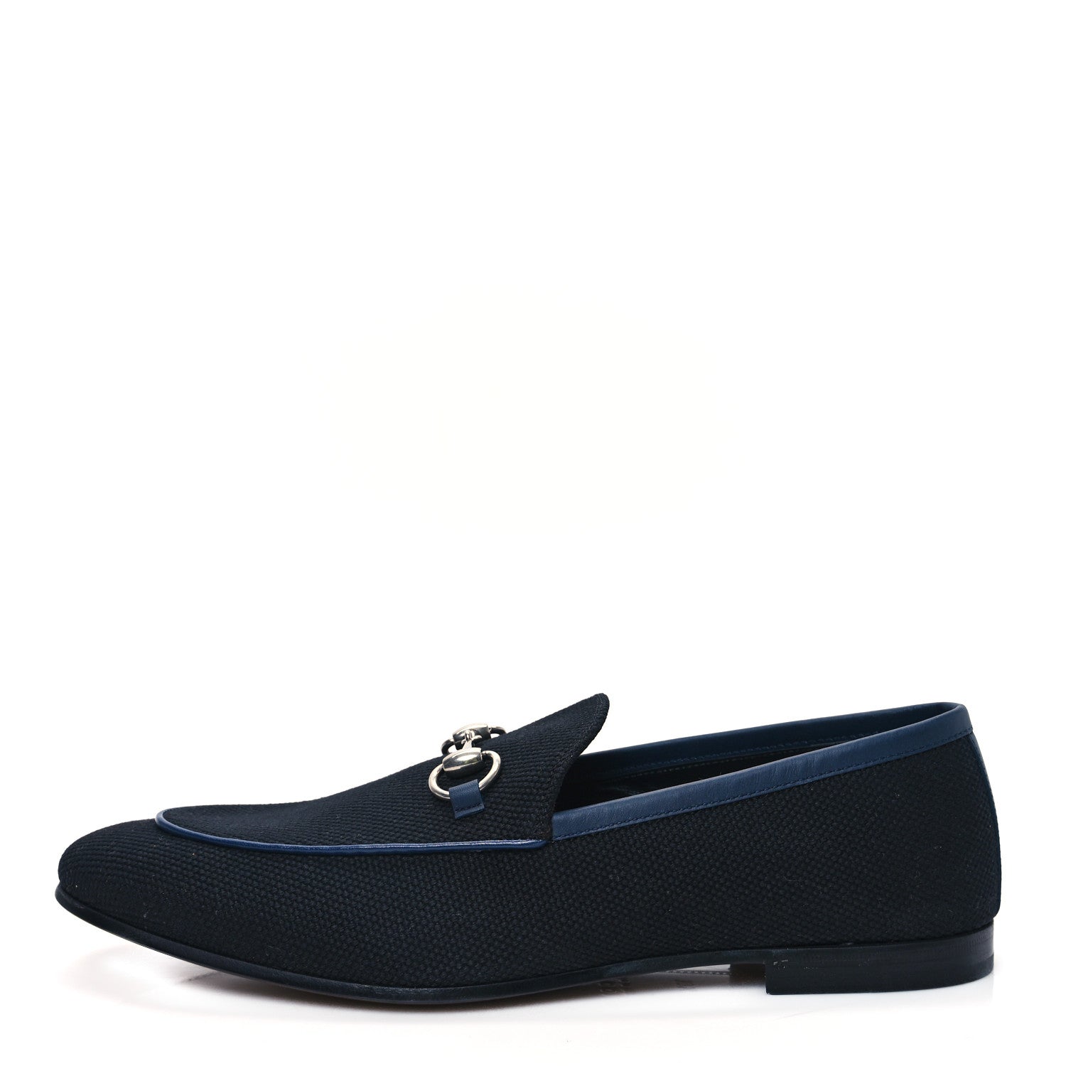 Gucci Canvas Horsebit Mens Jordaan Loafers 10.5 Black Blue Agata 1 of 9