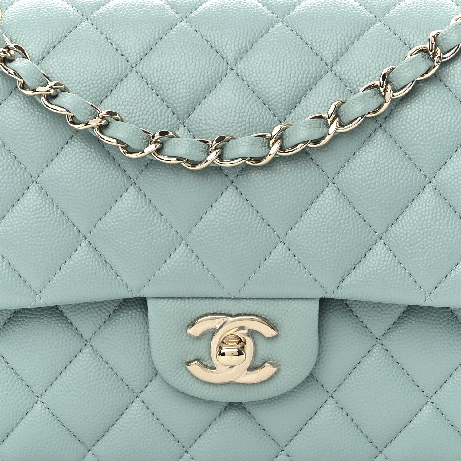 Chanel Caviar Quilted Medium Double Flap Light Blue 8 of 10