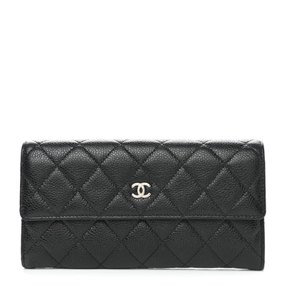 Chanel Caviar Quilted Large Gusset Flap Wallet Black 1 of 9