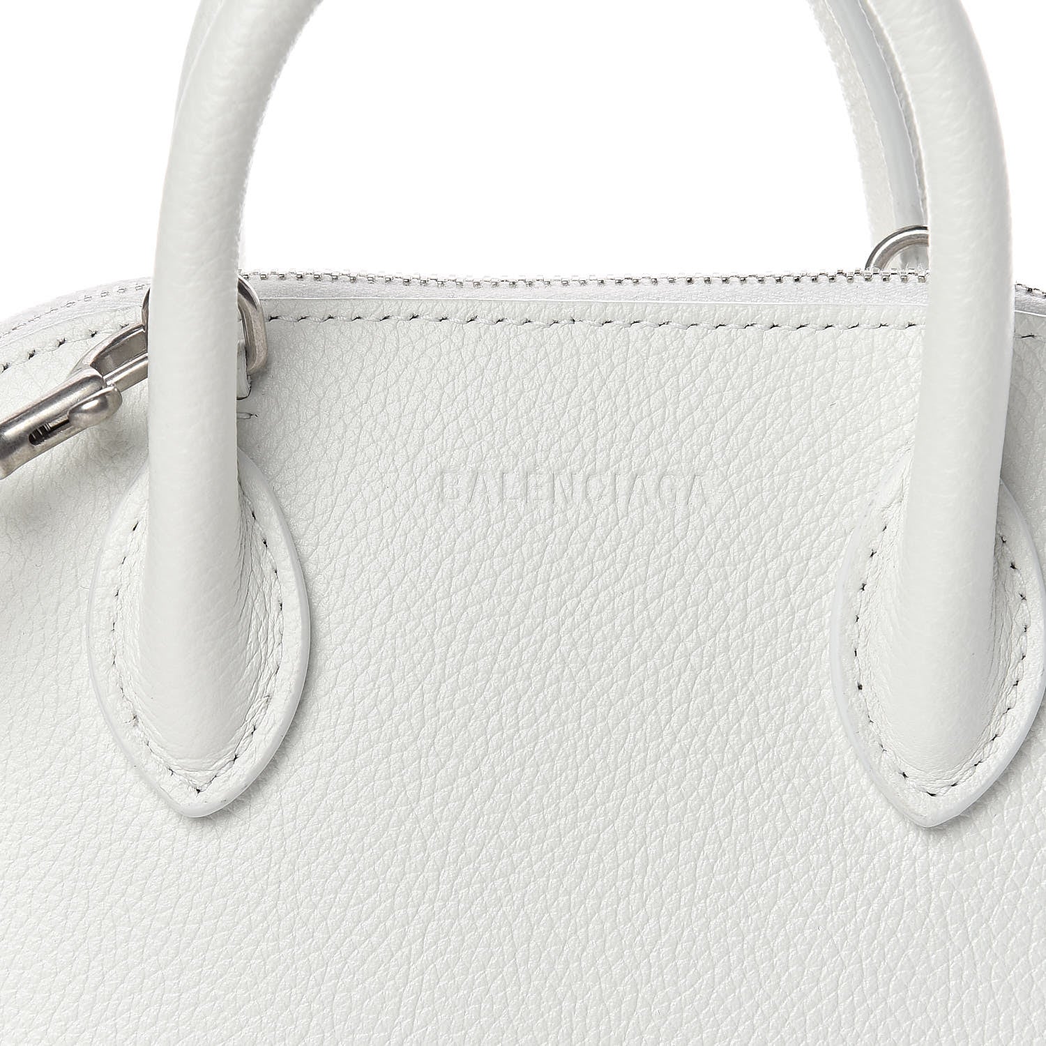 Balenciaga Grained Calfskin Logo XXS Ville Top Handle Bag White Fluo Pink 7 of 9