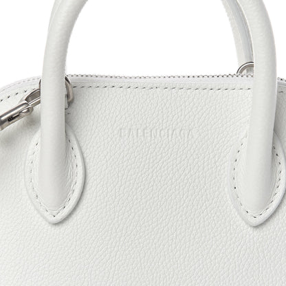 Balenciaga Grained Calfskin Logo XXS Ville Top Handle Bag White Fluo Pink 7 of 9
