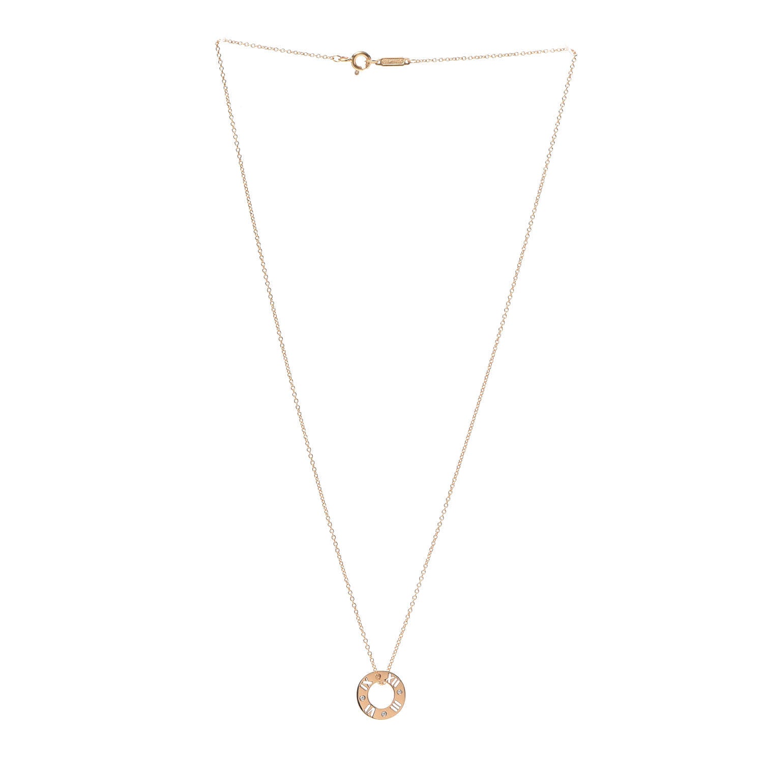 Tiffany 18K Rose Gold Diamond Atlas Pierced Pendant Necklace 3 of 6