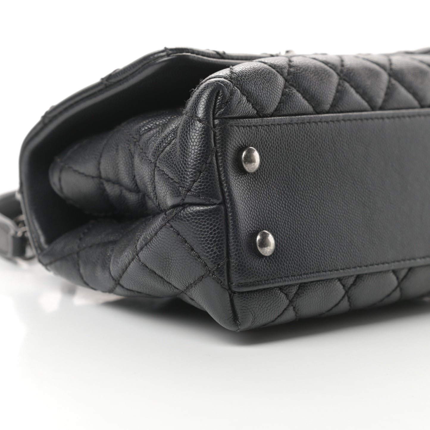 Caviar Quilted Mini Coco Handle Flap Black