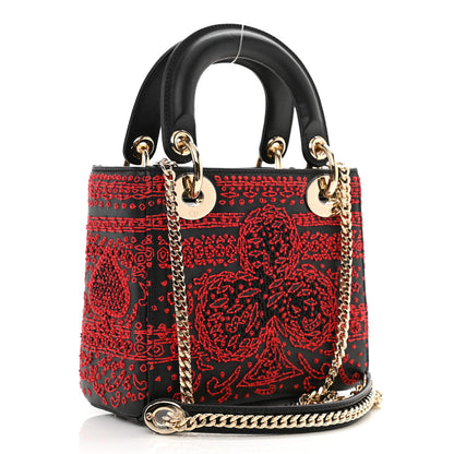 Christian Dior Smooth Calfskin Embroidered Heart Mini Lady Dior Black 2 of 9