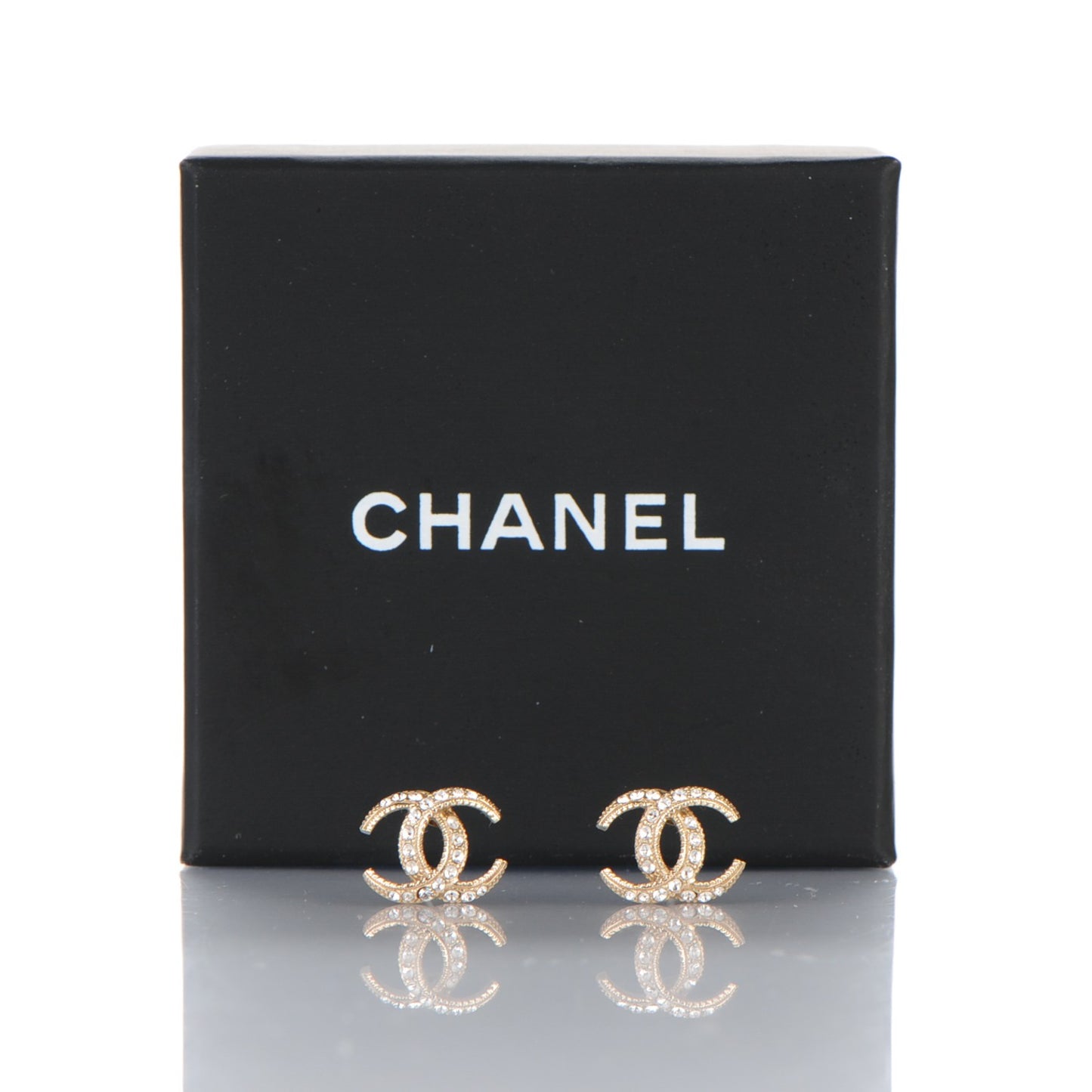 Crystal CC Moon Earrings Gold
