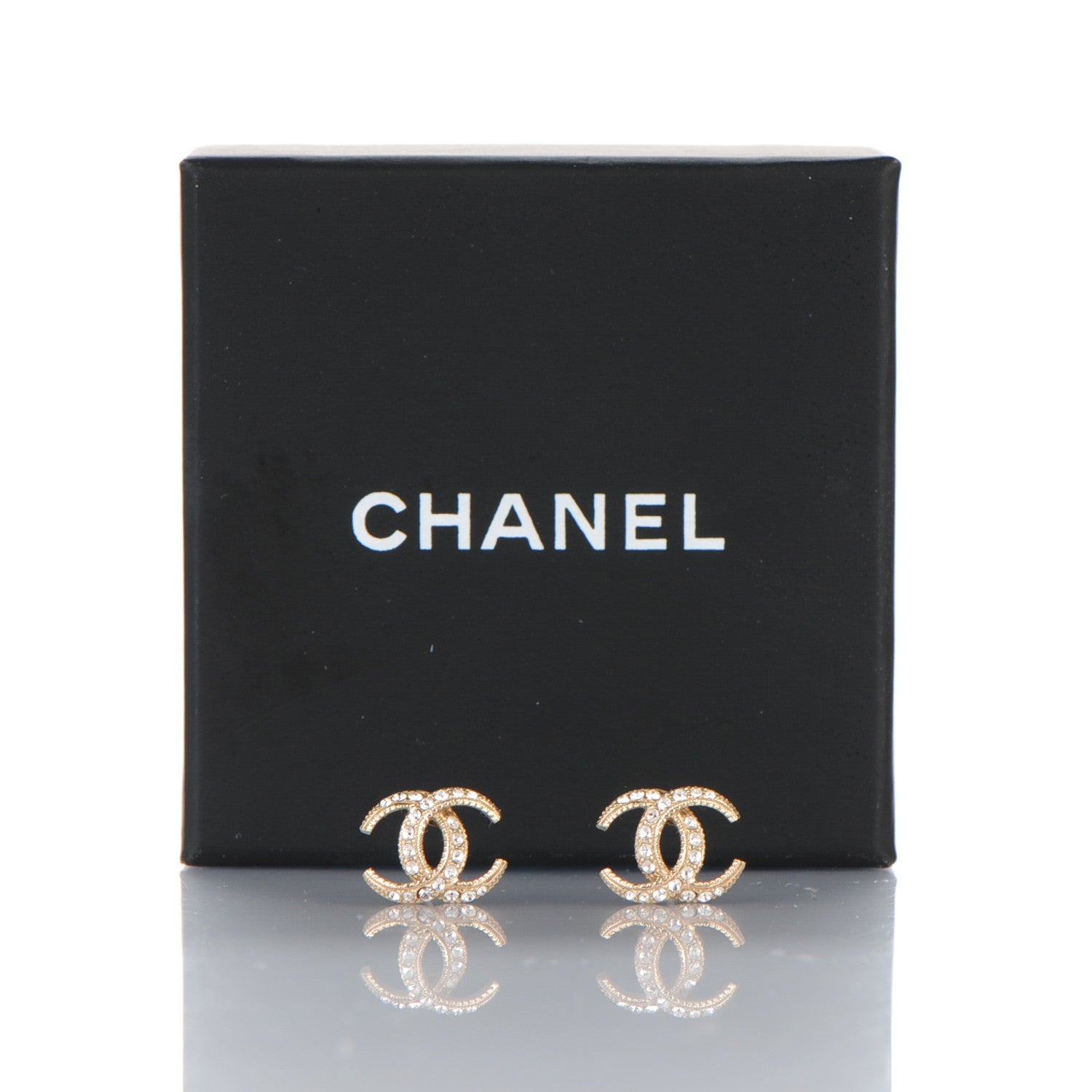 Chanel Crystal CC Moon Earrings Gold 5 of 5