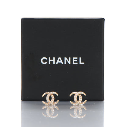 Chanel Crystal CC Moon Earrings Gold 5 of 5