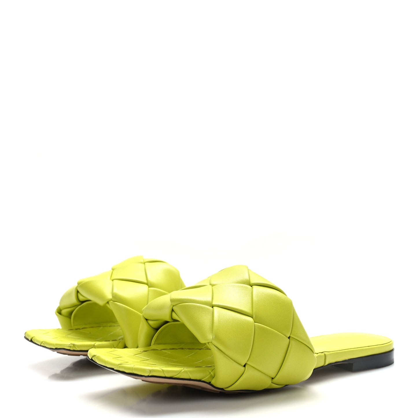 Nappa Maxi Intrecciato Lido Flat Sandals 39 Kiwi