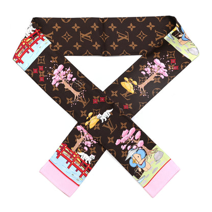 Louis Vuitton Silk Monogram 2021 Christmas Animation Japanese Garden Bandeau Marron 1 of 3