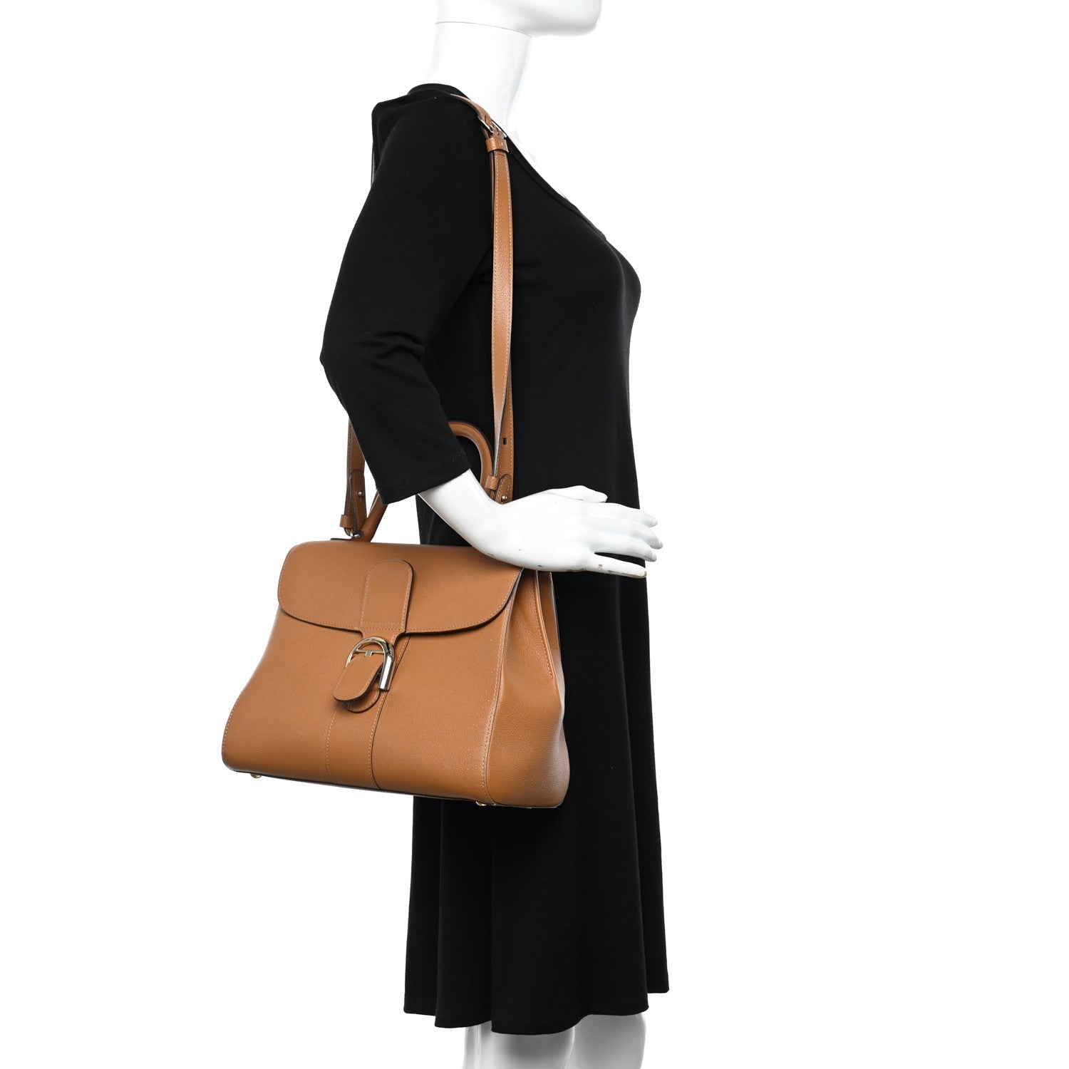 Delvaux Grained Calfskin MM Brillant Satchel Natural 2 of 14