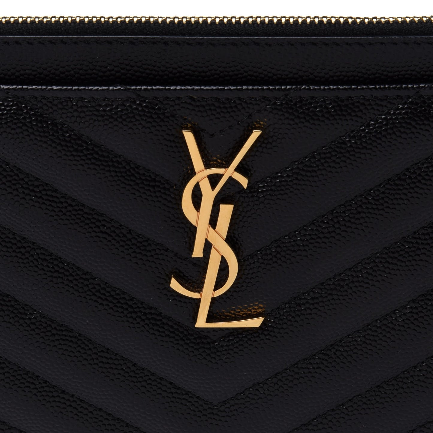 Grain De Poudre Chevron Monogram Large Bill Pouch Black