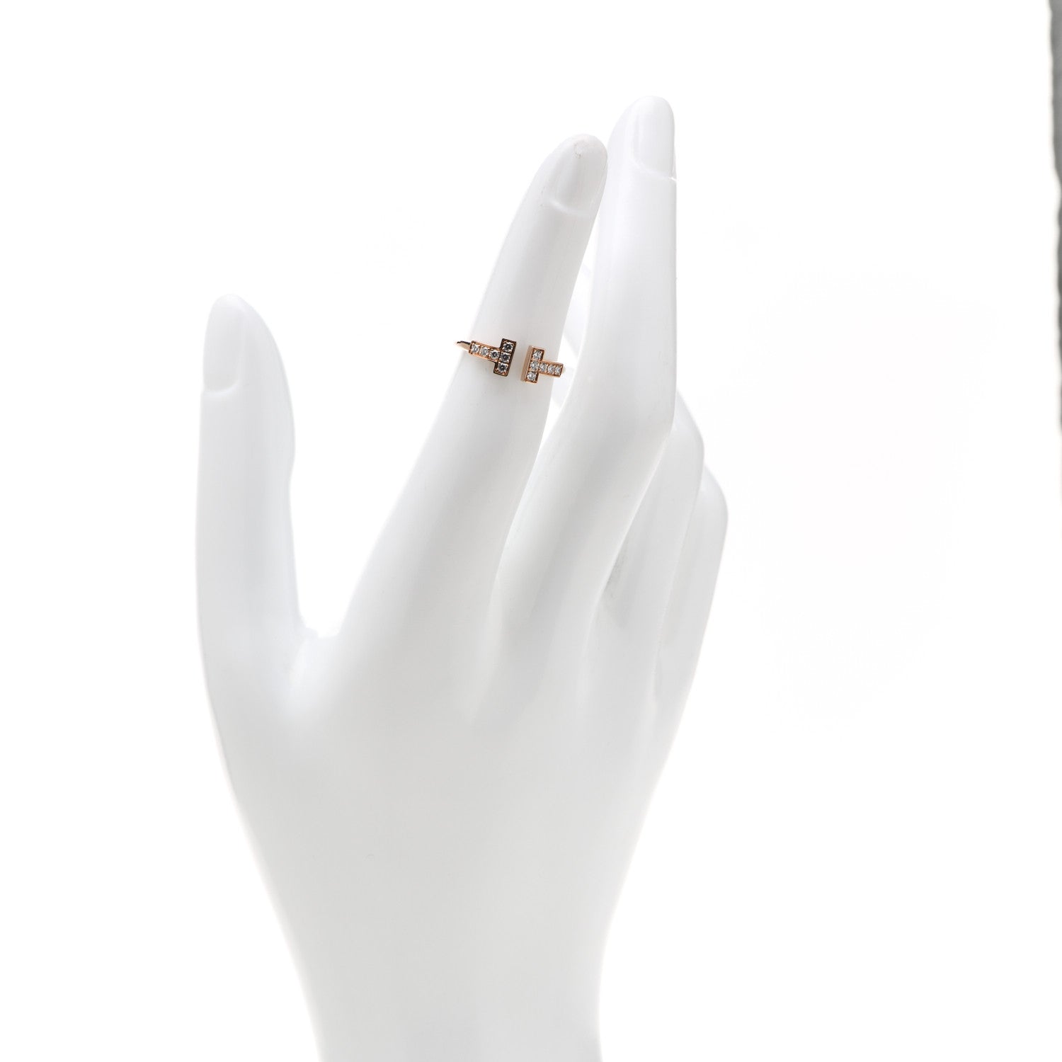 Tiffany 18K Rose Gold Diamond T Wire Ring 47 4.25 2 of 5