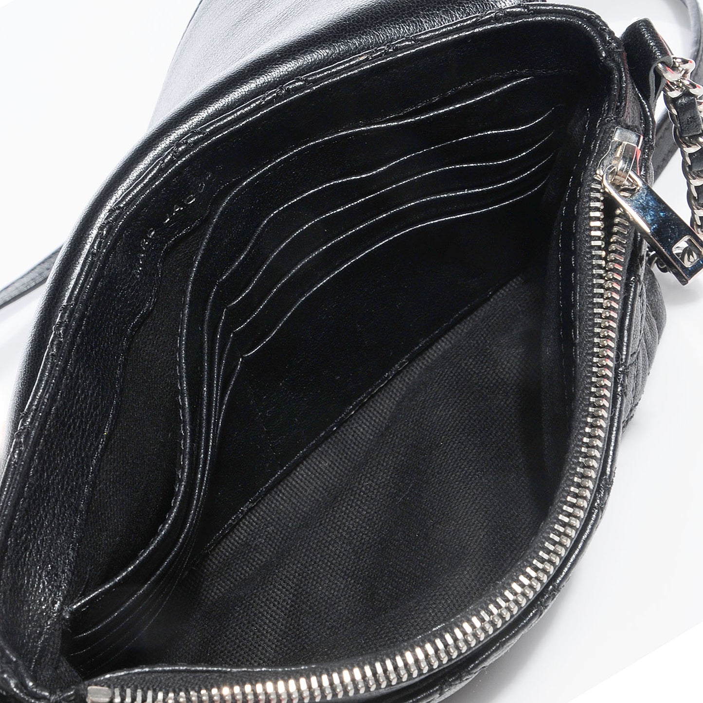 Quilted Lambskin Skinny Single Flap Black