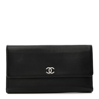 Chanel Caviar Sevruga Long Flap Wallet Black 1 of 12