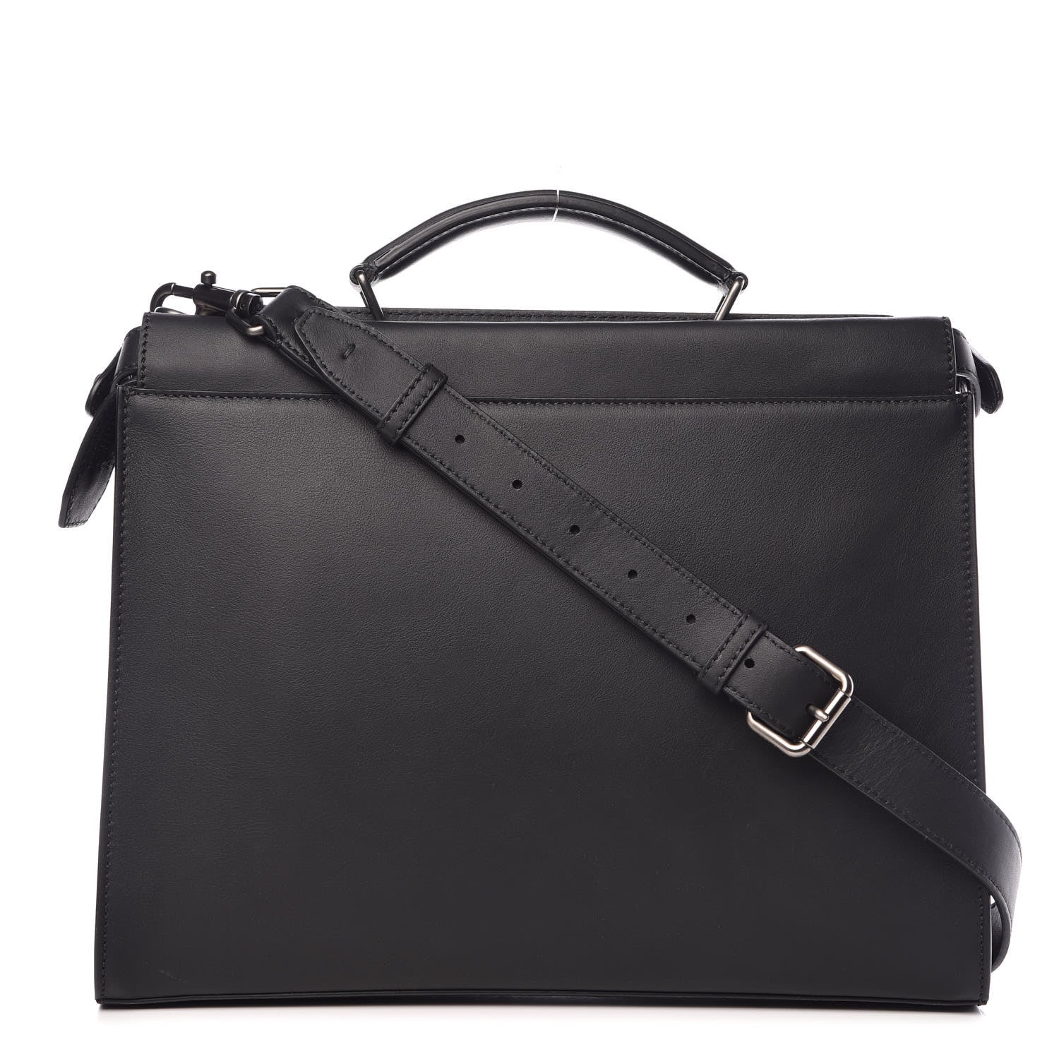 Fendi Vitello Grace FF 1974 Embossed Large Peekaboo Iconic Fit Satchel Black 1 of 15