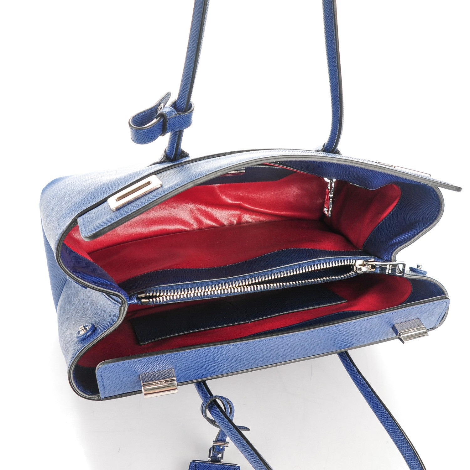 Prada Saffiano Cuir Twin Tote Bleuette 5 of 8