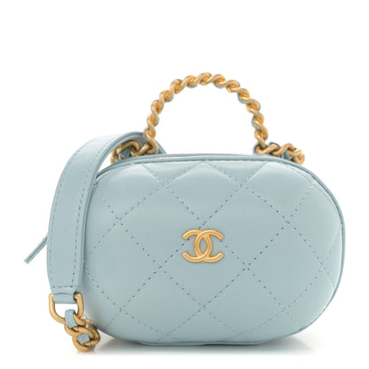 Chanel Lambskin Quilted CC Bubble Vanity Case With Chain Light Blue 1 of 11