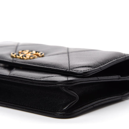 Chanel Goatskin Quilted 19 Wallet On Chain WOC Black 7 of 13