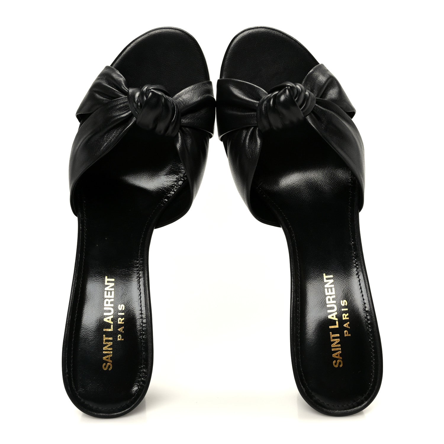 Saint Laurent Lambskin Bianca Mules 37.5 Black 2 of 10