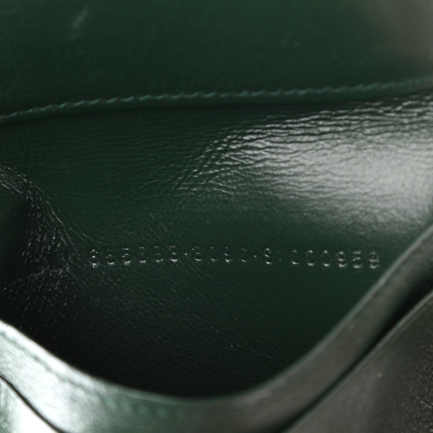 Balenciaga Semi Matte Calfskin Crocodile Embossed Logo Cash Vertical Card Case Dark Green White 7 of 9