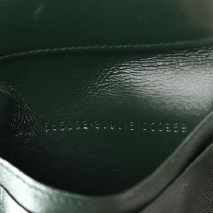 Balenciaga Semi Matte Calfskin Crocodile Embossed Logo Cash Vertical Card Case Dark Green White 7 of 9
