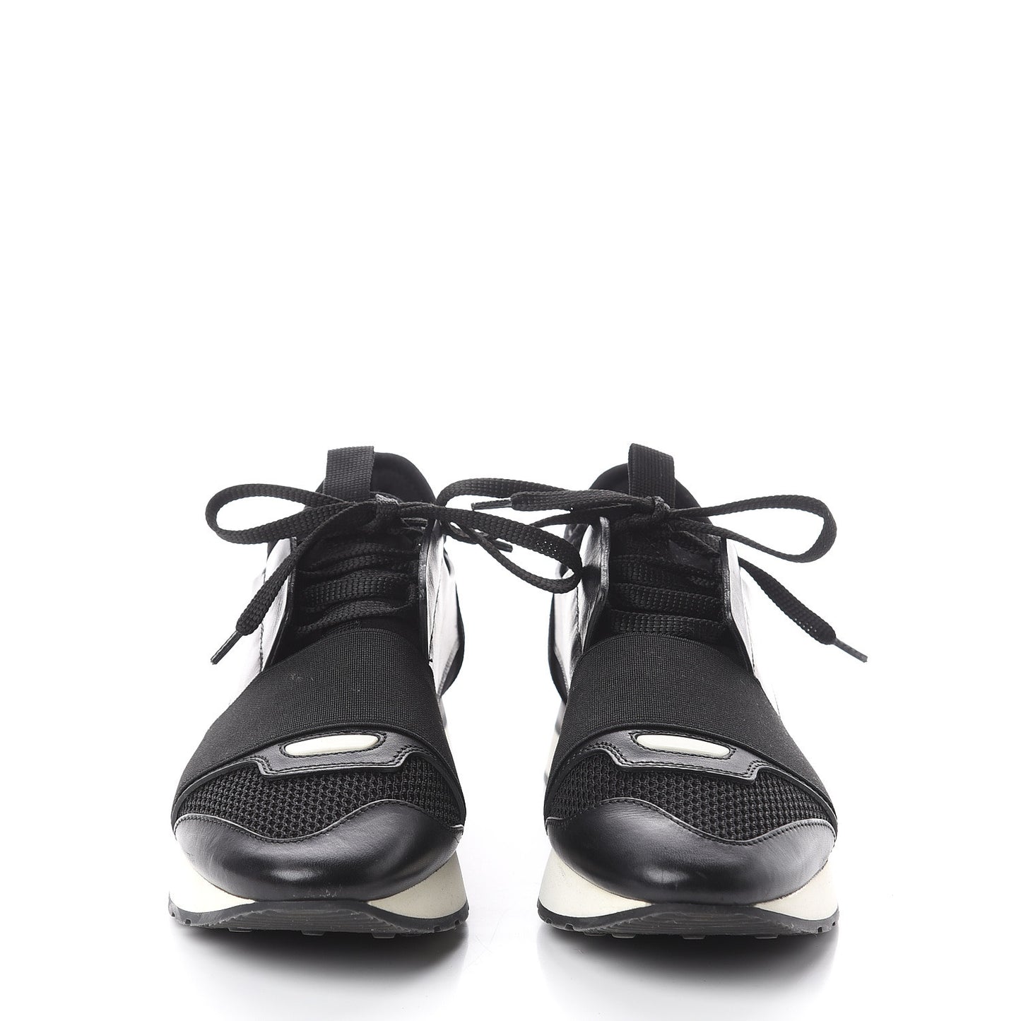 Mesh Calfskin Neoprene Suede Womens Race Runner Sneakers 35 Black