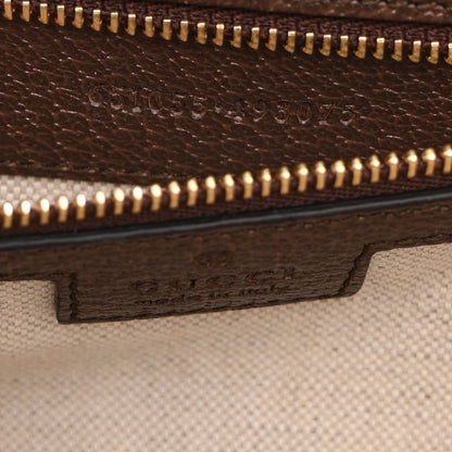 Gucci Monogram Jumbo GG Textured Dollar Calfskin Web Small Ophidia Padlock Top Handle Bag Camel Ebony New Acero 7 of 11