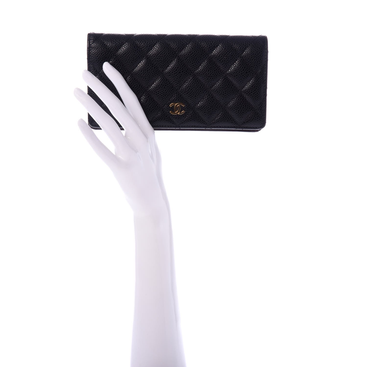 Chanel Caviar Quilted Yen Wallet Black 2 of 7