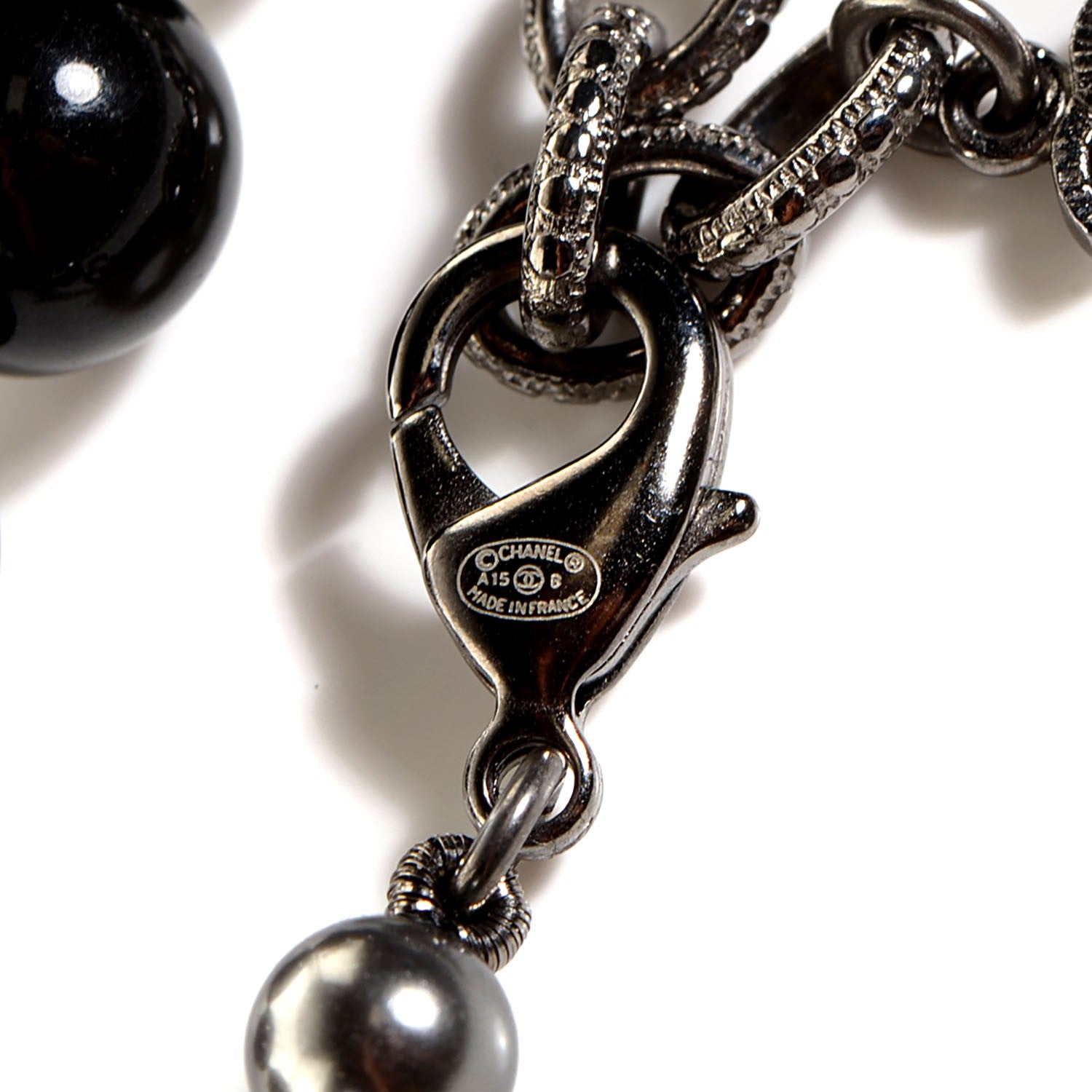 Chanel Crystal Pearl CC Long Necklace Black 4 of 5