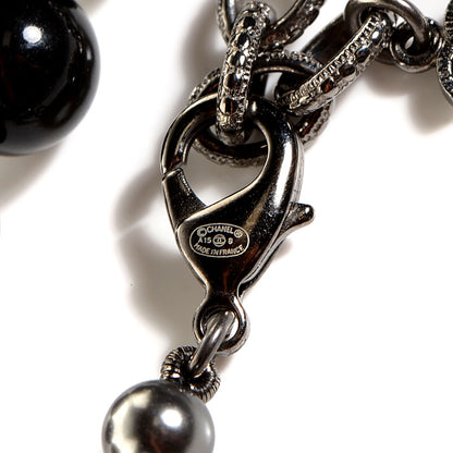 Chanel Crystal Pearl CC Long Necklace Black 4 of 5