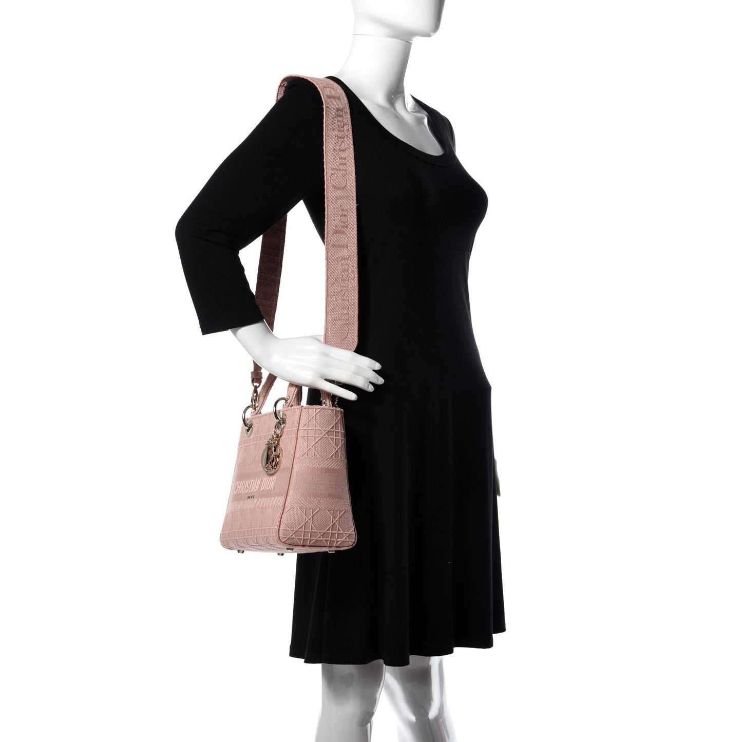 Canvas Embroidered Cannage Medium Lady D-Lite Pink