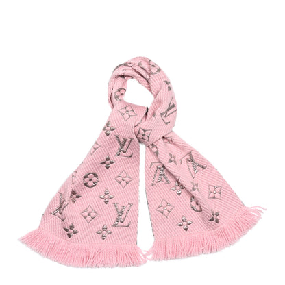 Louis Vuitton Wool Silk Logomania Shine Scarf Pink 1 of 3