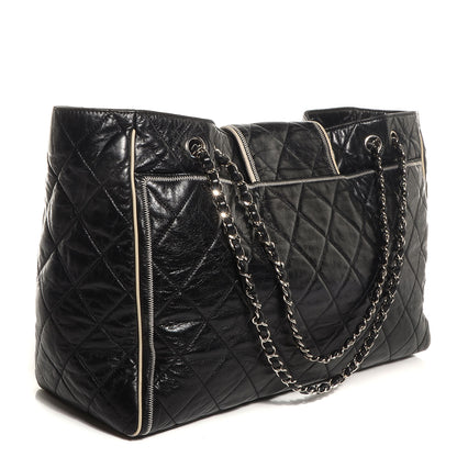 Chanel Lambskin Quilted East West Large Tote Black 3 of 7
