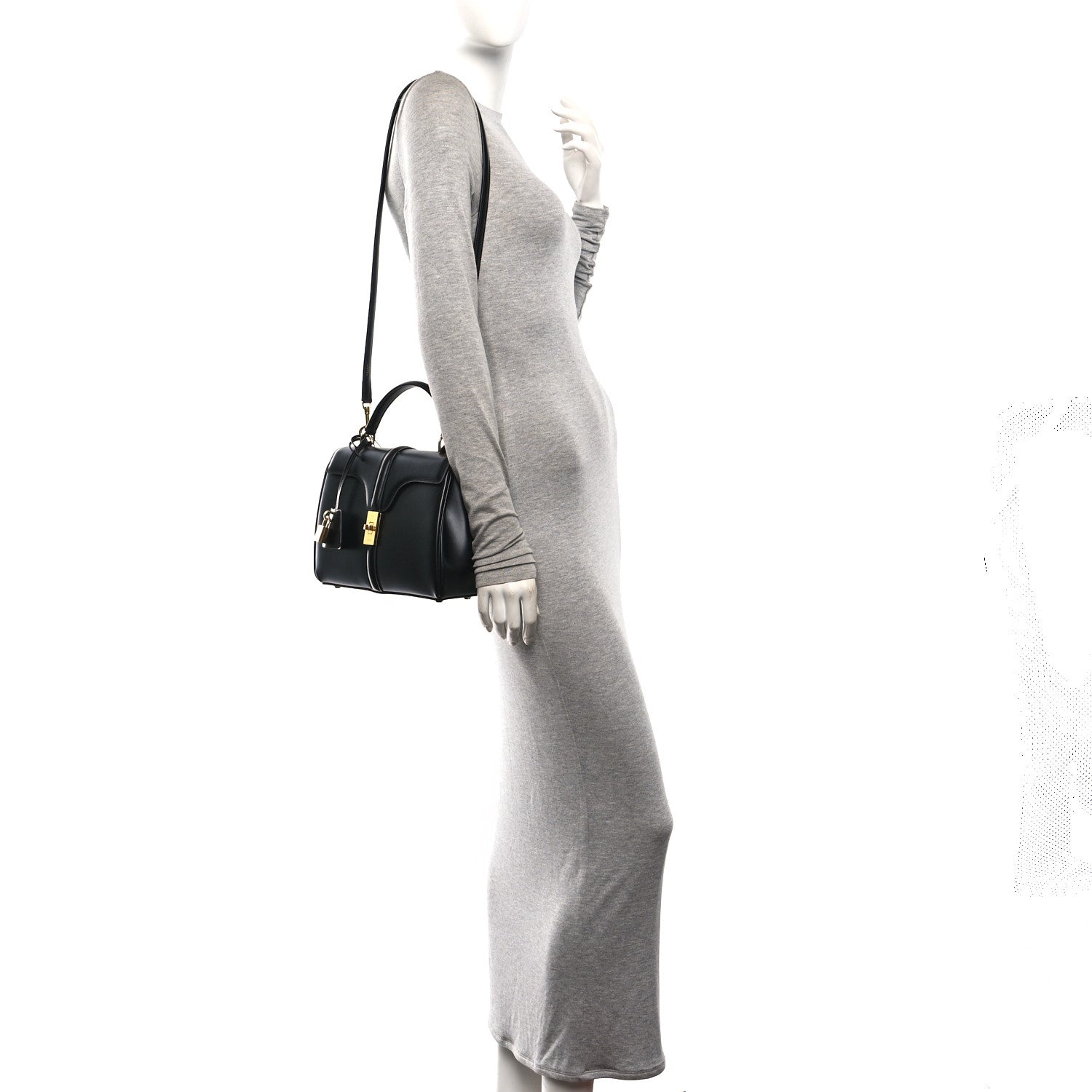 Celine Satinated Calfskin Small 16 Top Handle Bag Black 2 of 11