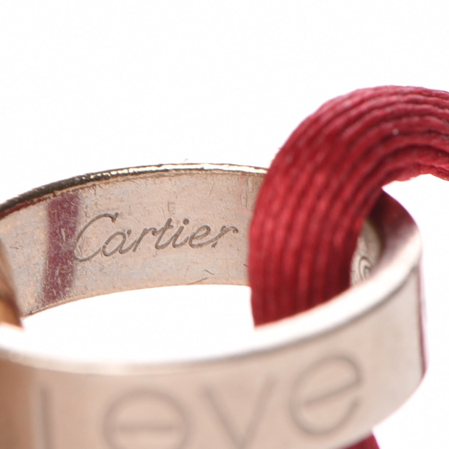 18K White Gold Yellow Gold Silk Adjustable Two Hoops Love Bracelet Red